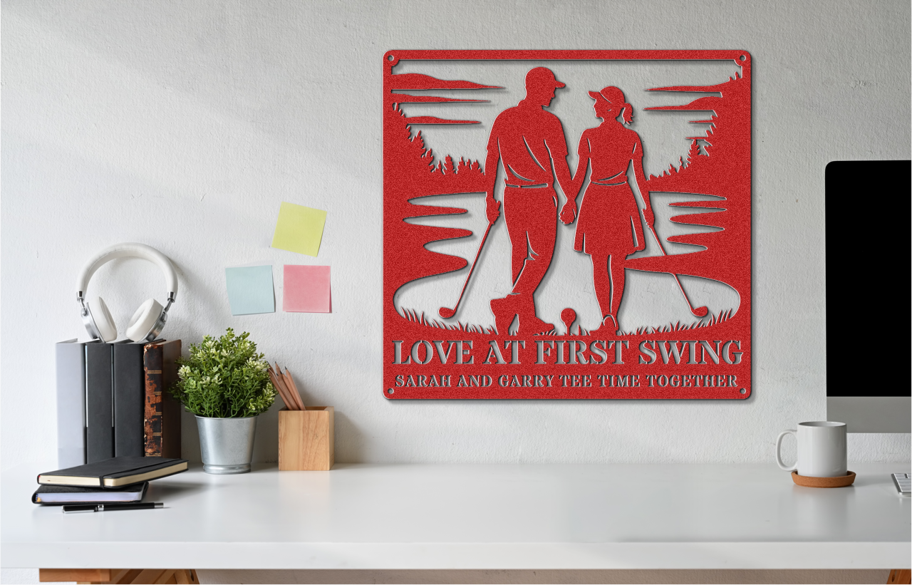 Love at first swing-personalized metal wall art