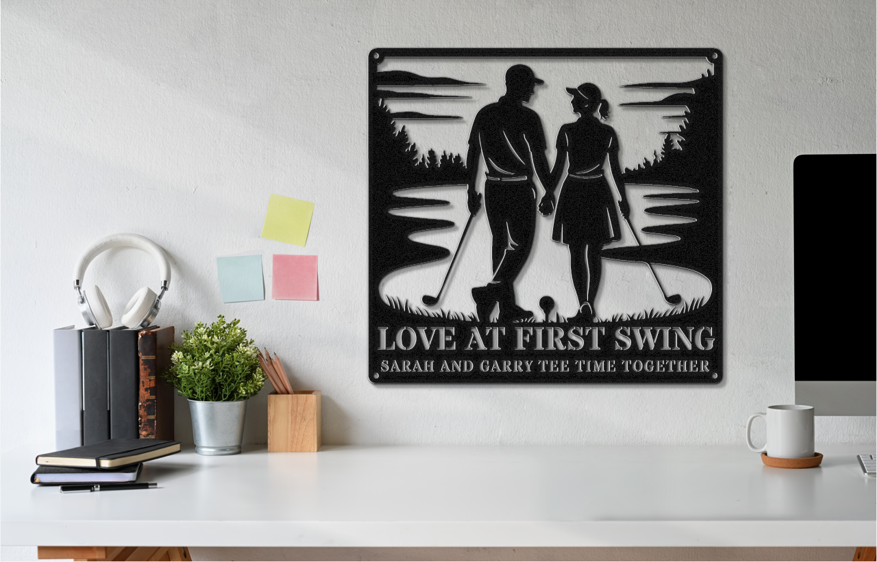 Love at first swing-personalized metal wall art