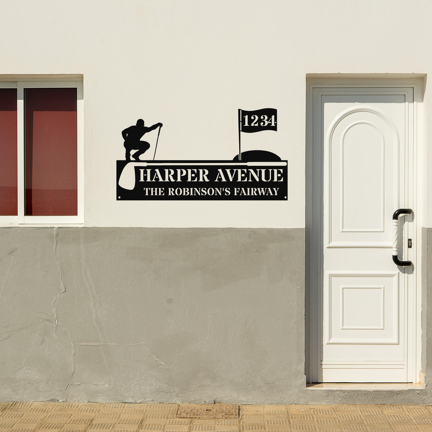 Golfer with Flag-Personalized metal address sign
