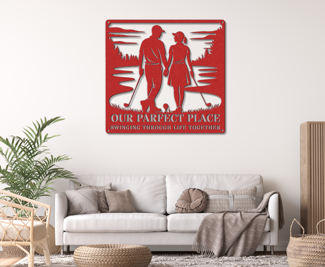 Our Parfect Place – Golf Couple Metal Wall Art