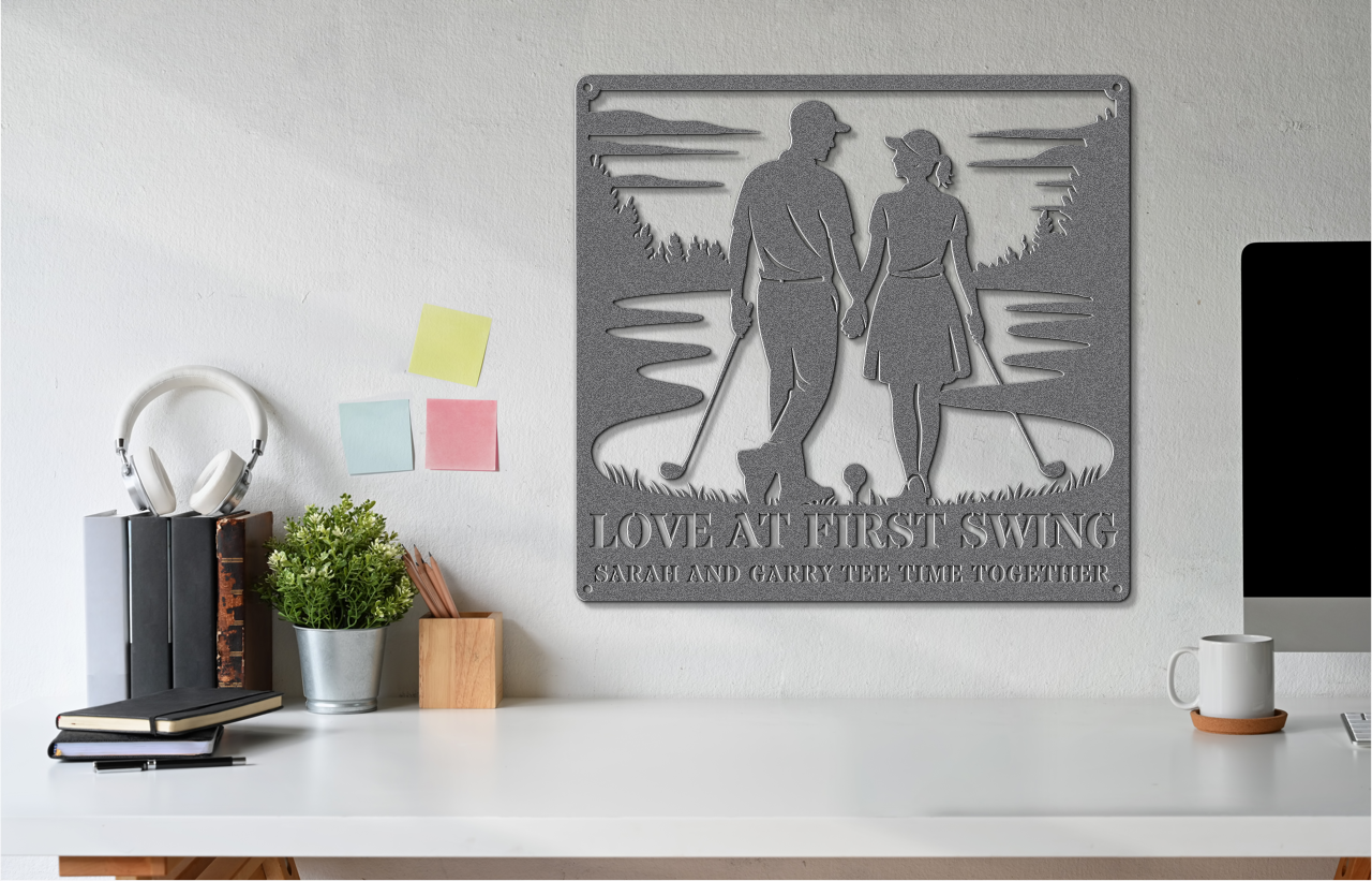 Love at first swing-personalized metal wall art