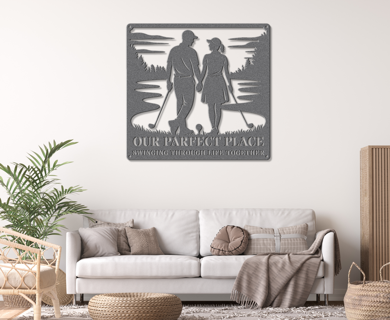 Our Parfect Place – Golf Couple Metal Wall Art