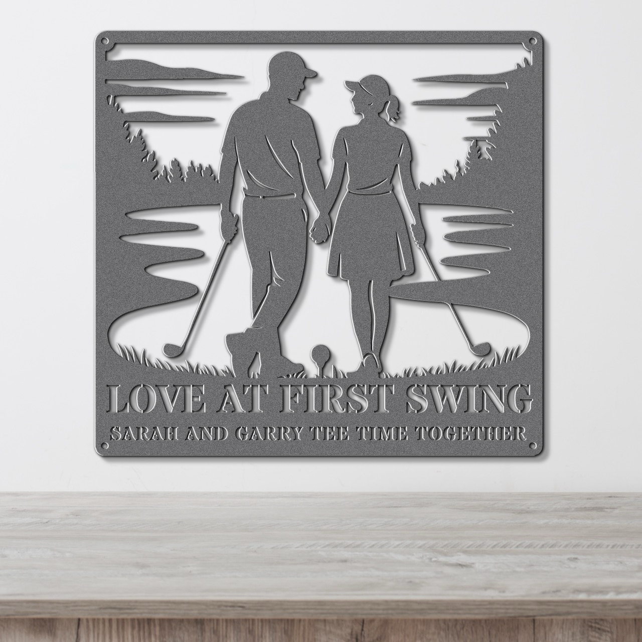 Love at first swing-personalized metal wall art