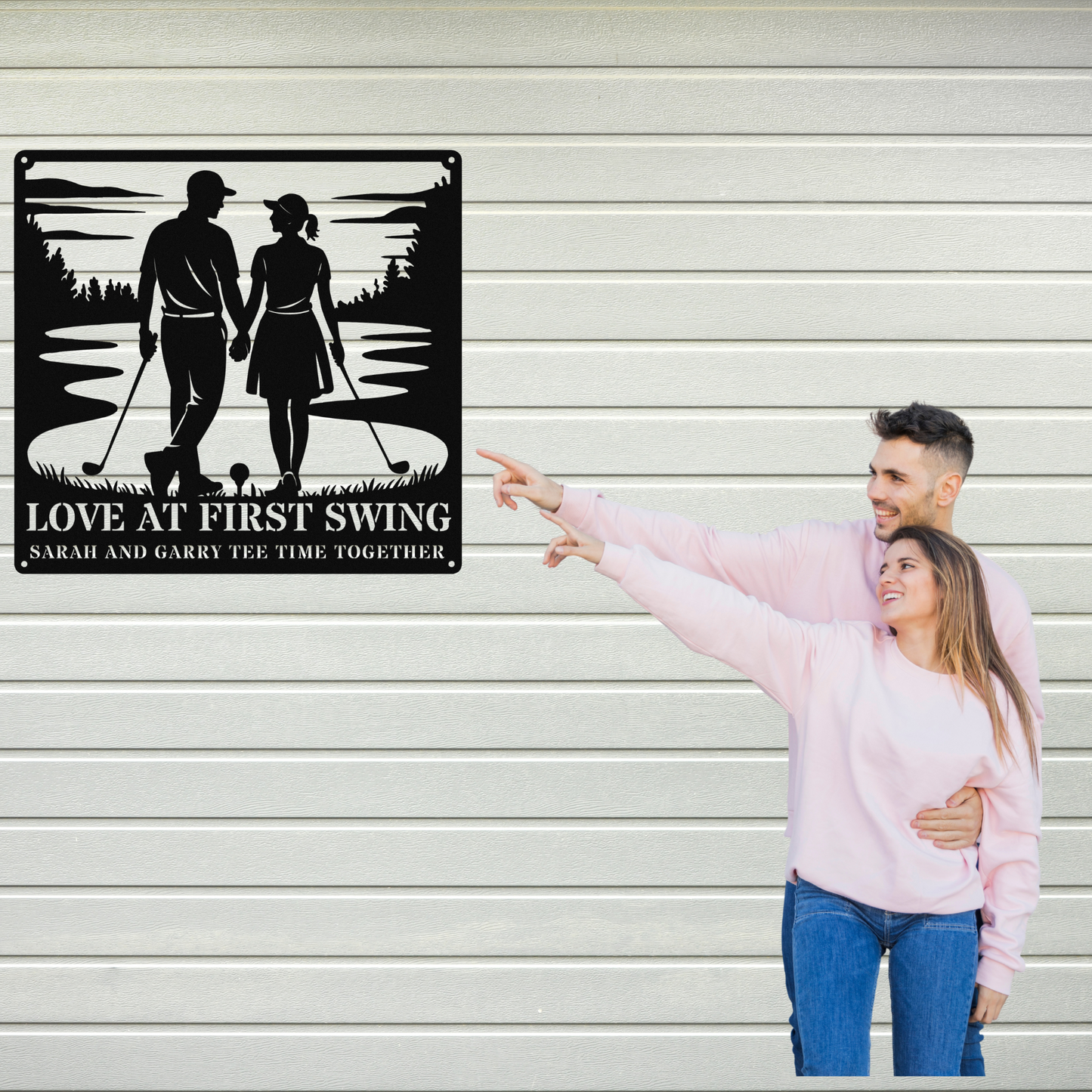 Love at first swing-personalized metal wall art