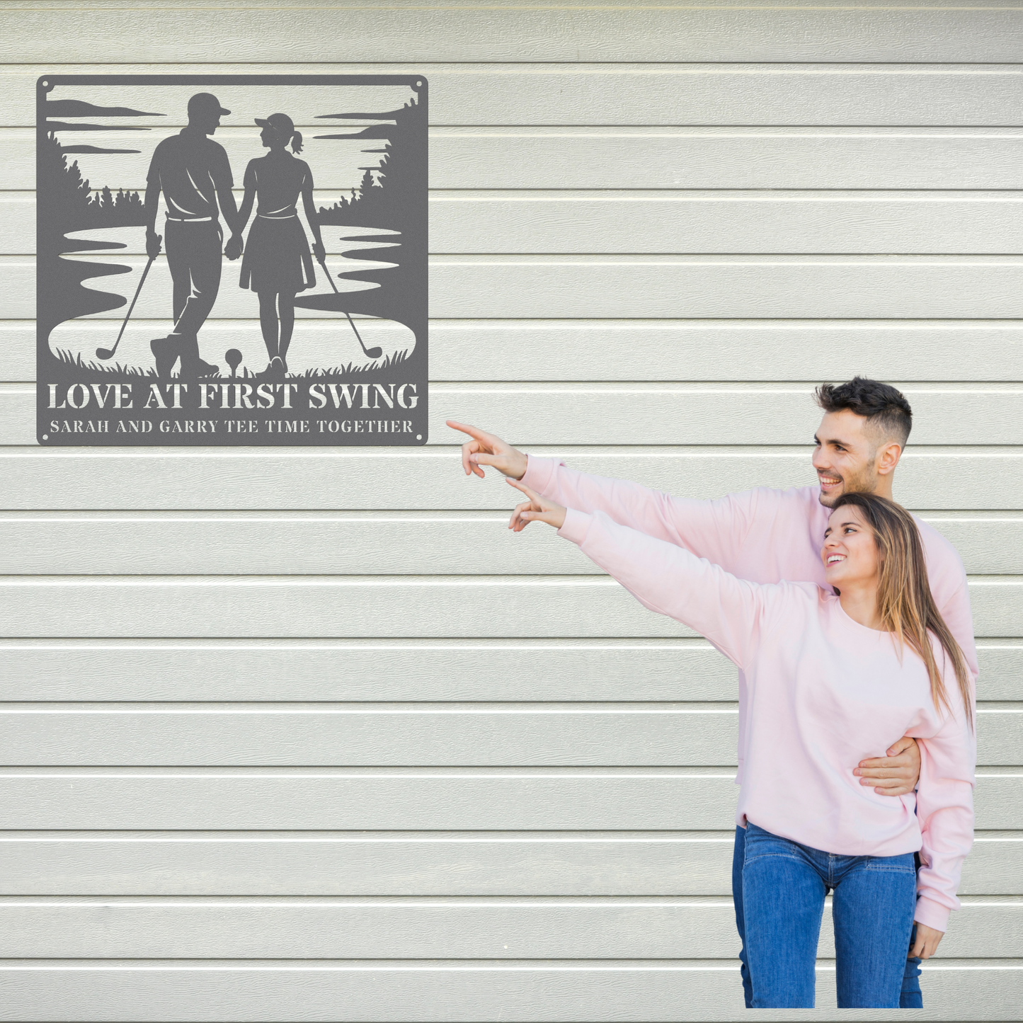 Love at first swing-personalized metal wall art