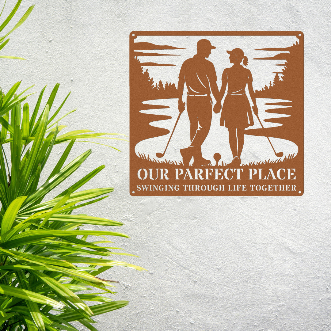 Our Parfect Place – Golf Couple Metal Wall Art
