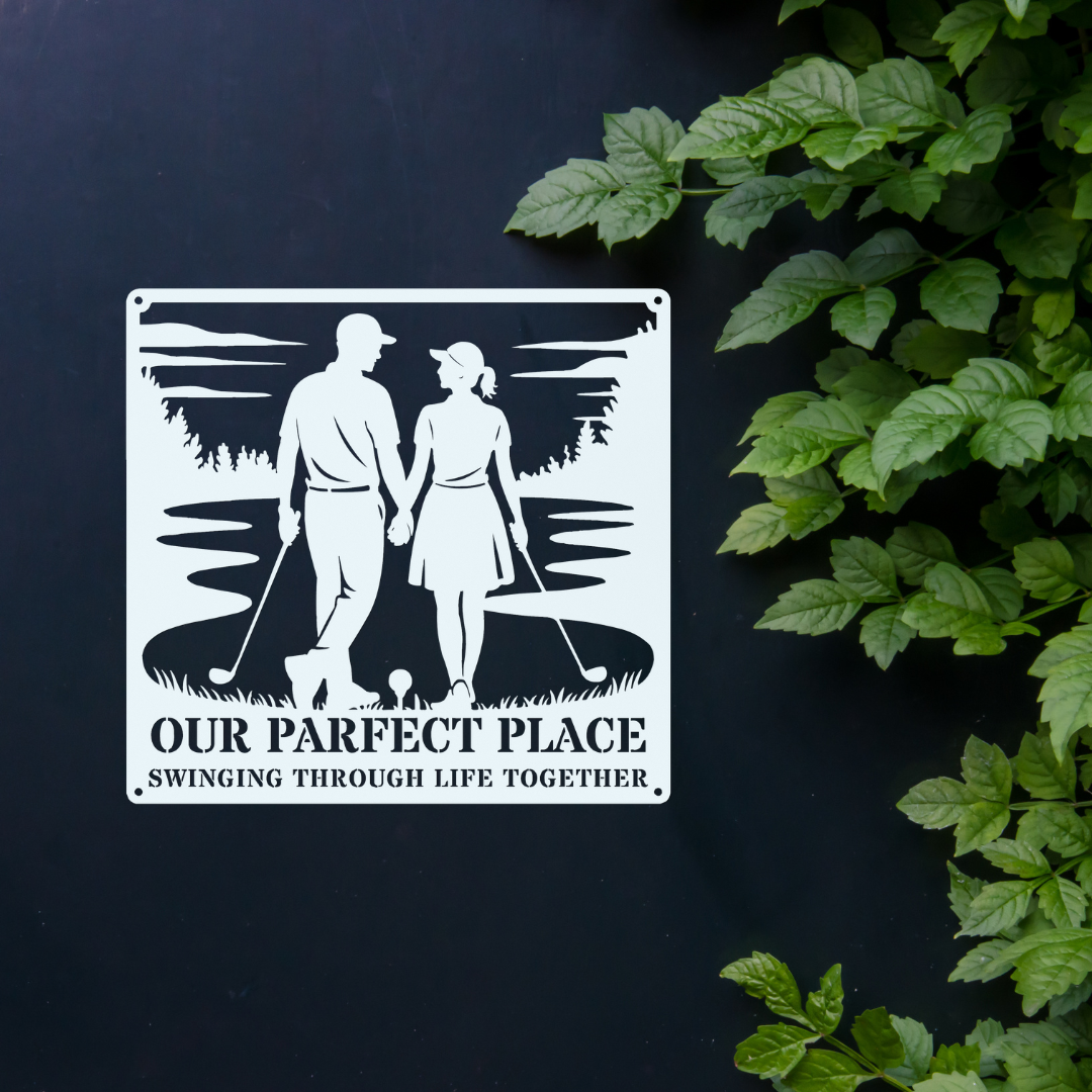 Our Parfect Place – Golf Couple Metal Wall Art
