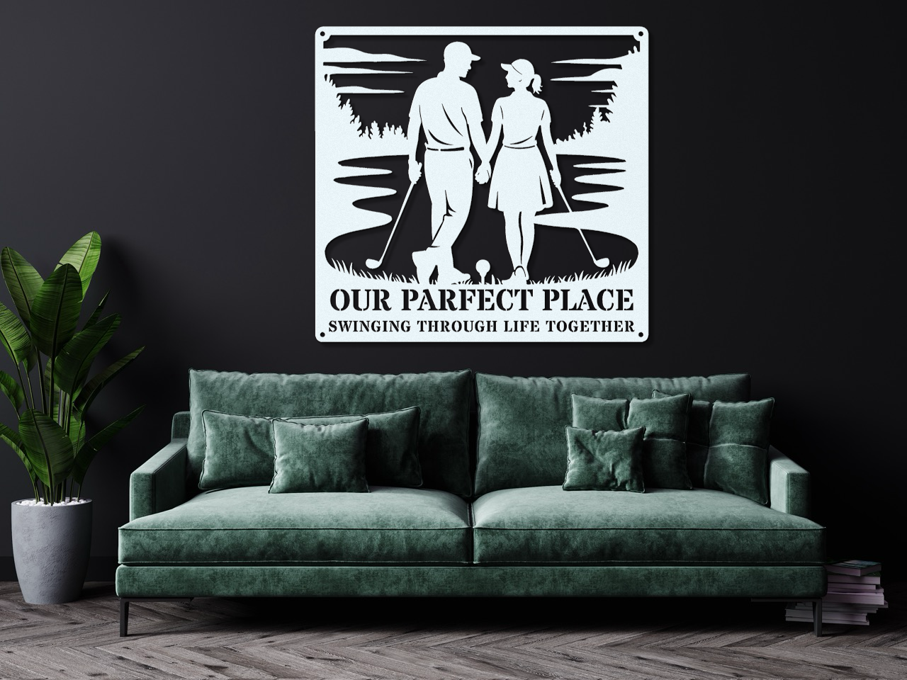 Our Parfect Place – Golf Couple Metal Wall Art