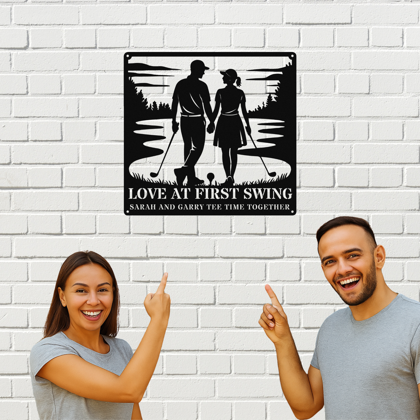 Love at first swing-personalized metal wall art