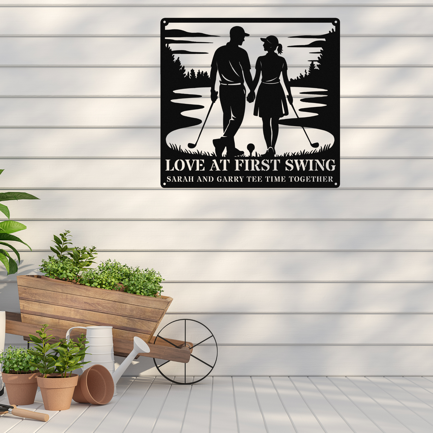 Love at first swing-personalized metal wall art