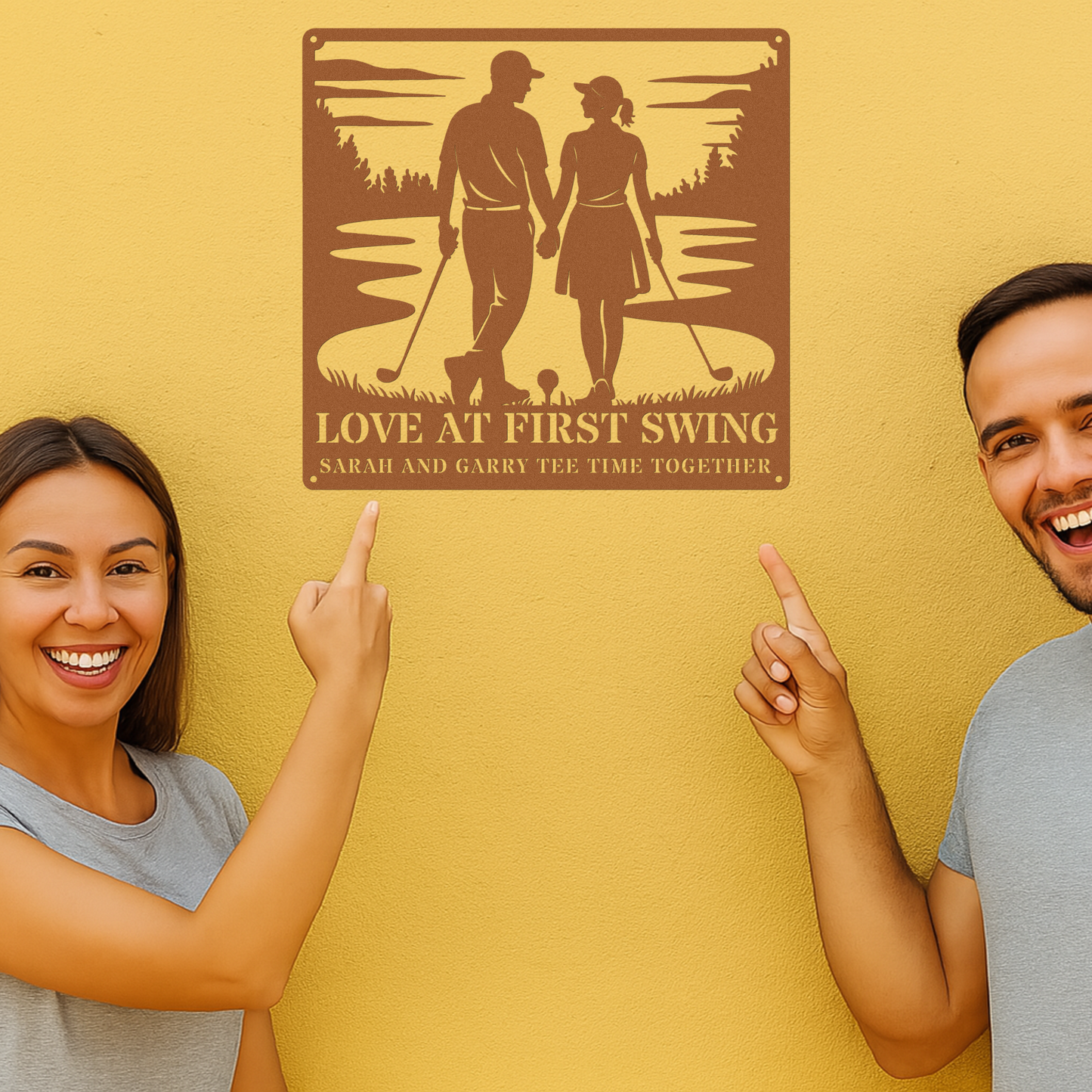 Love at first swing-personalized metal wall art