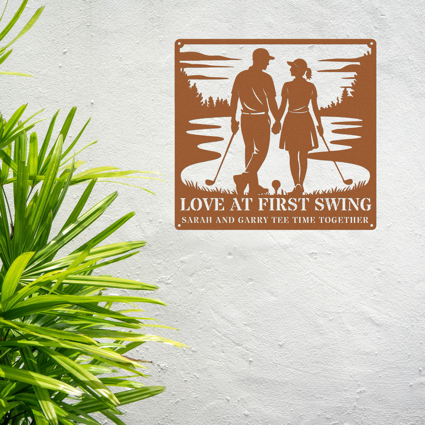 Love at first swing-personalized metal wall art