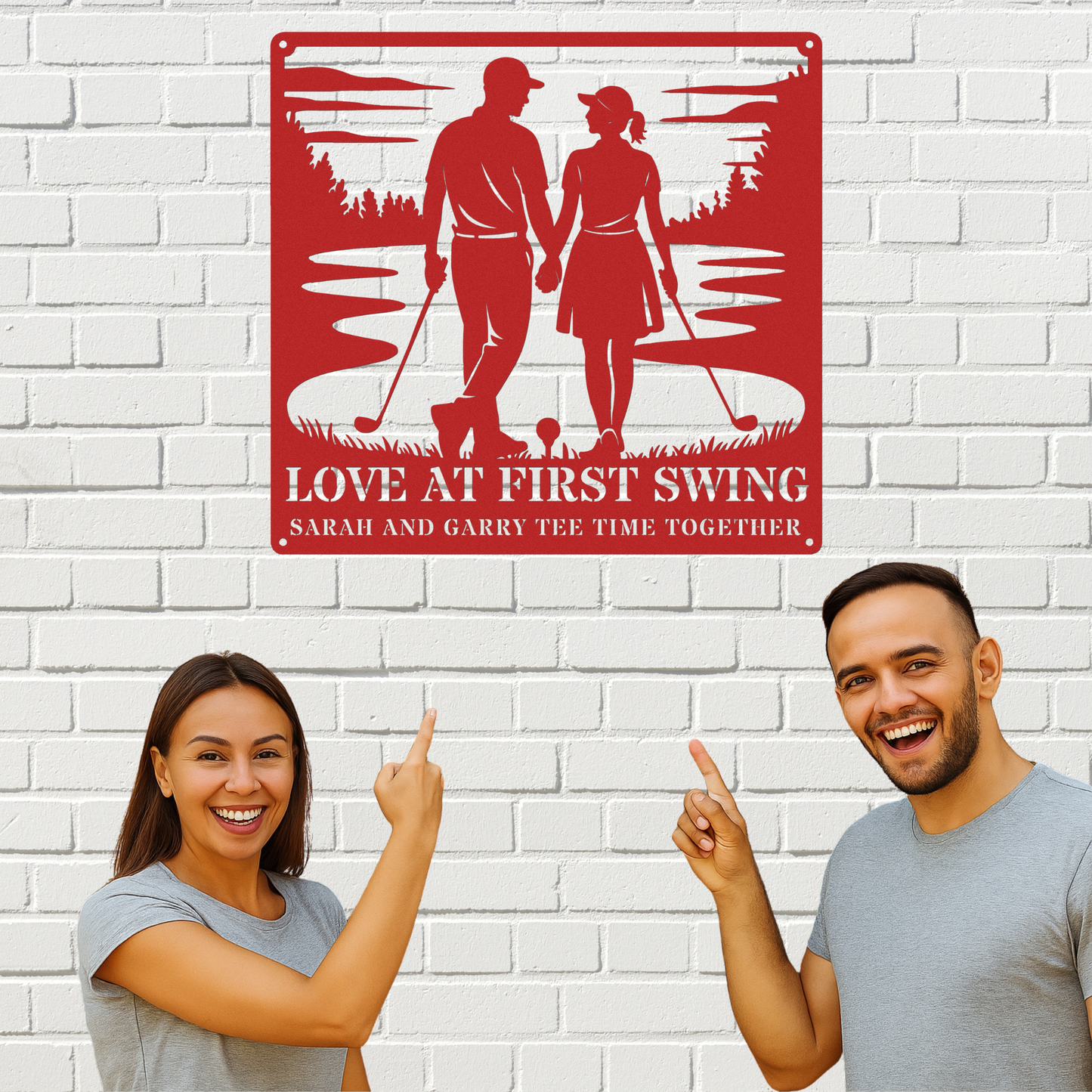 Love at first swing-personalized metal wall art