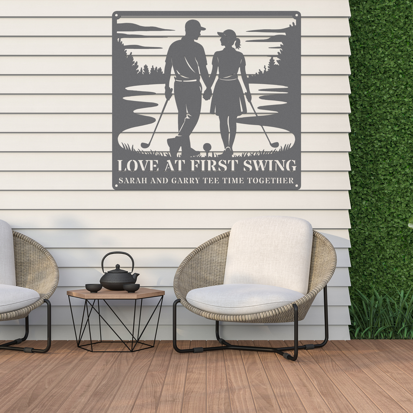 Love at first swing-personalized metal wall art