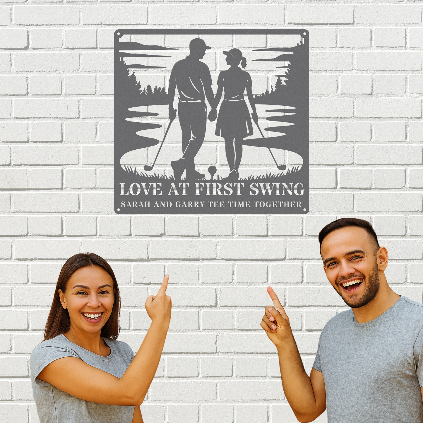 Love at first swing-personalized metal wall art