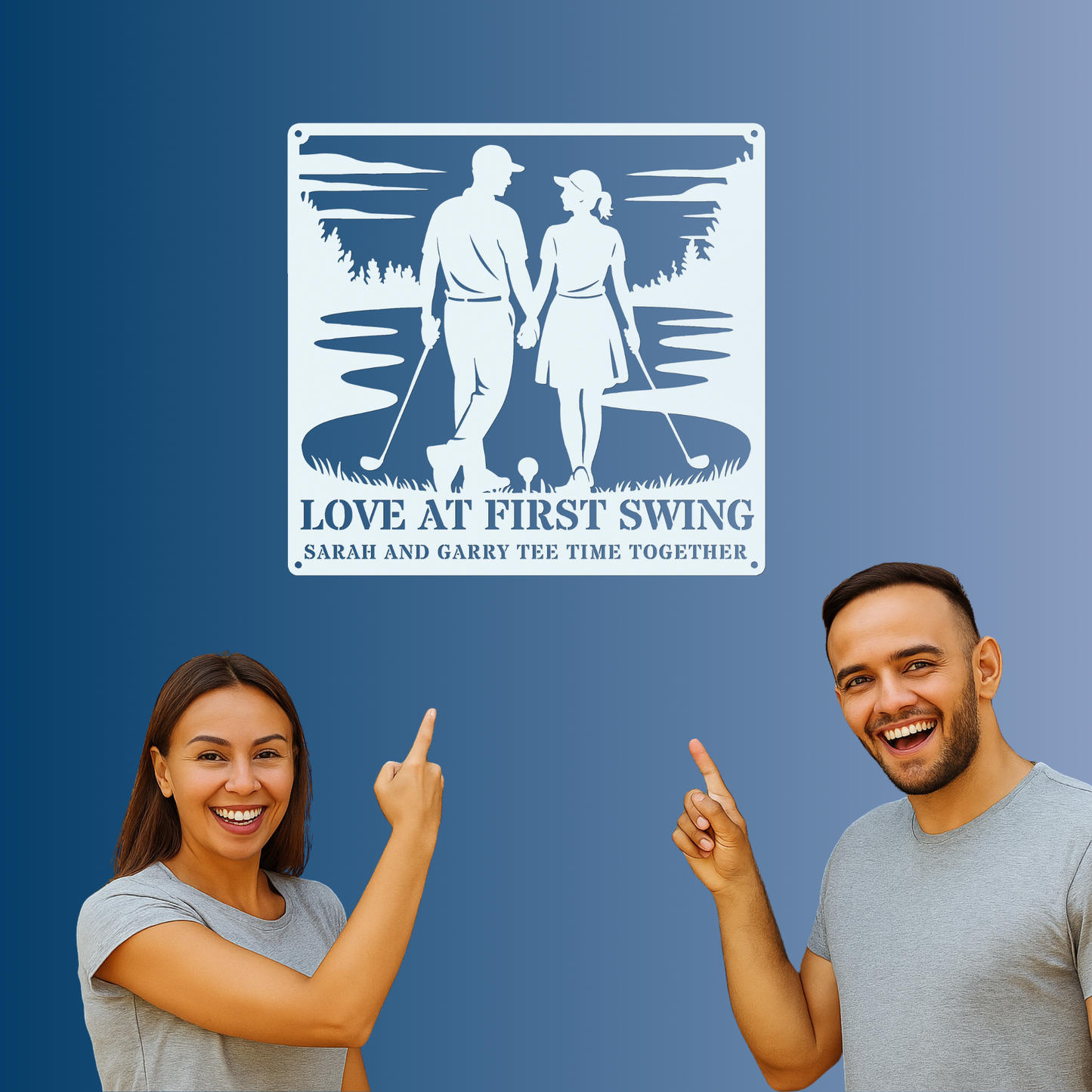 Love at first swing-personalized metal wall art