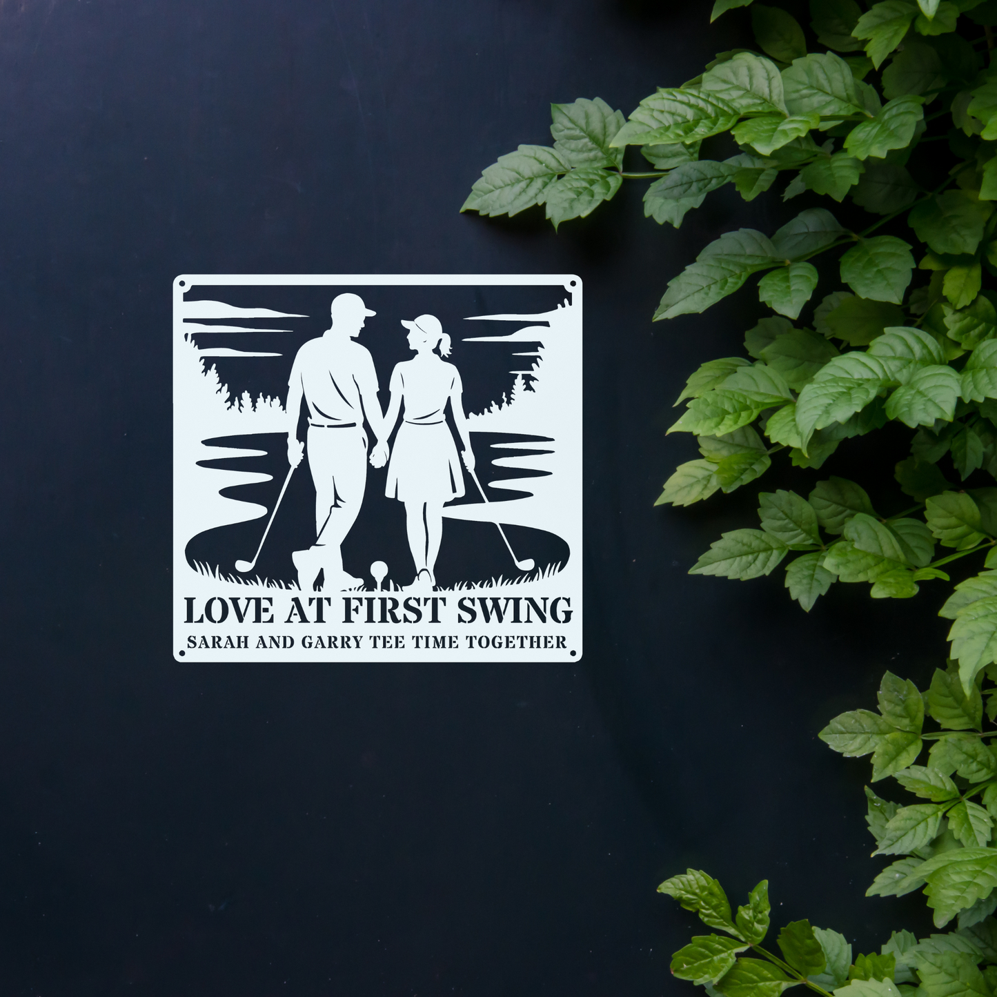 Love at first swing-personalized metal wall art