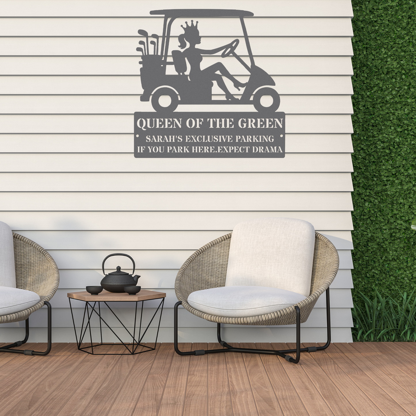 Queen of the green-personalized metal wall art