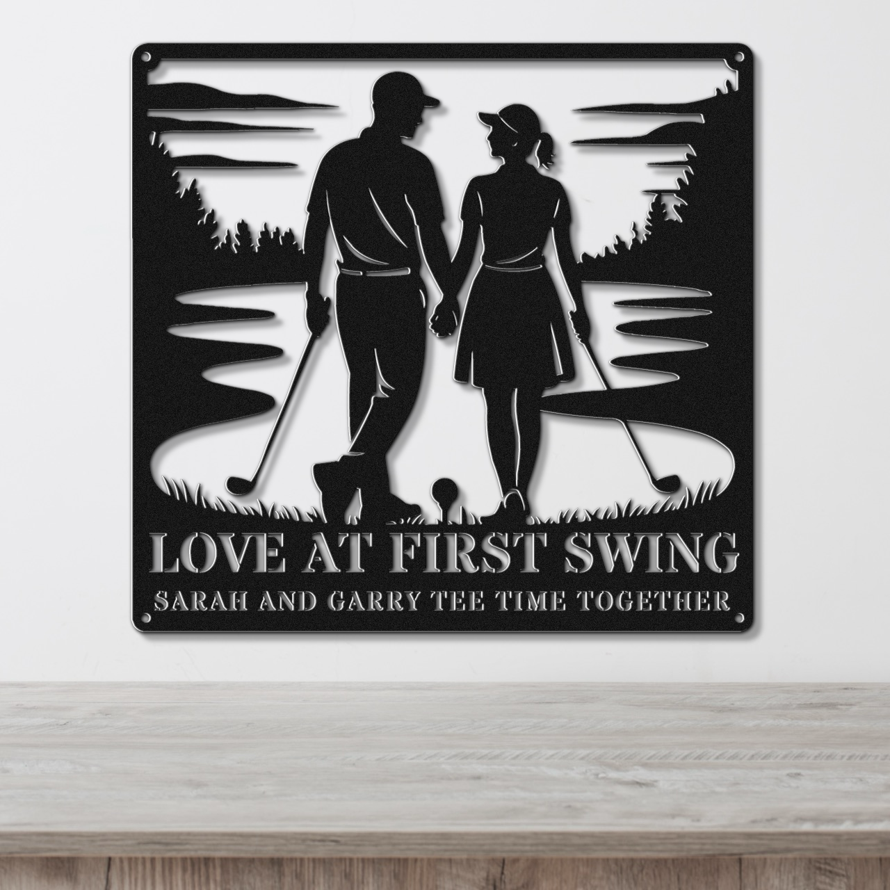 Love at first swing-personalized metal wall art