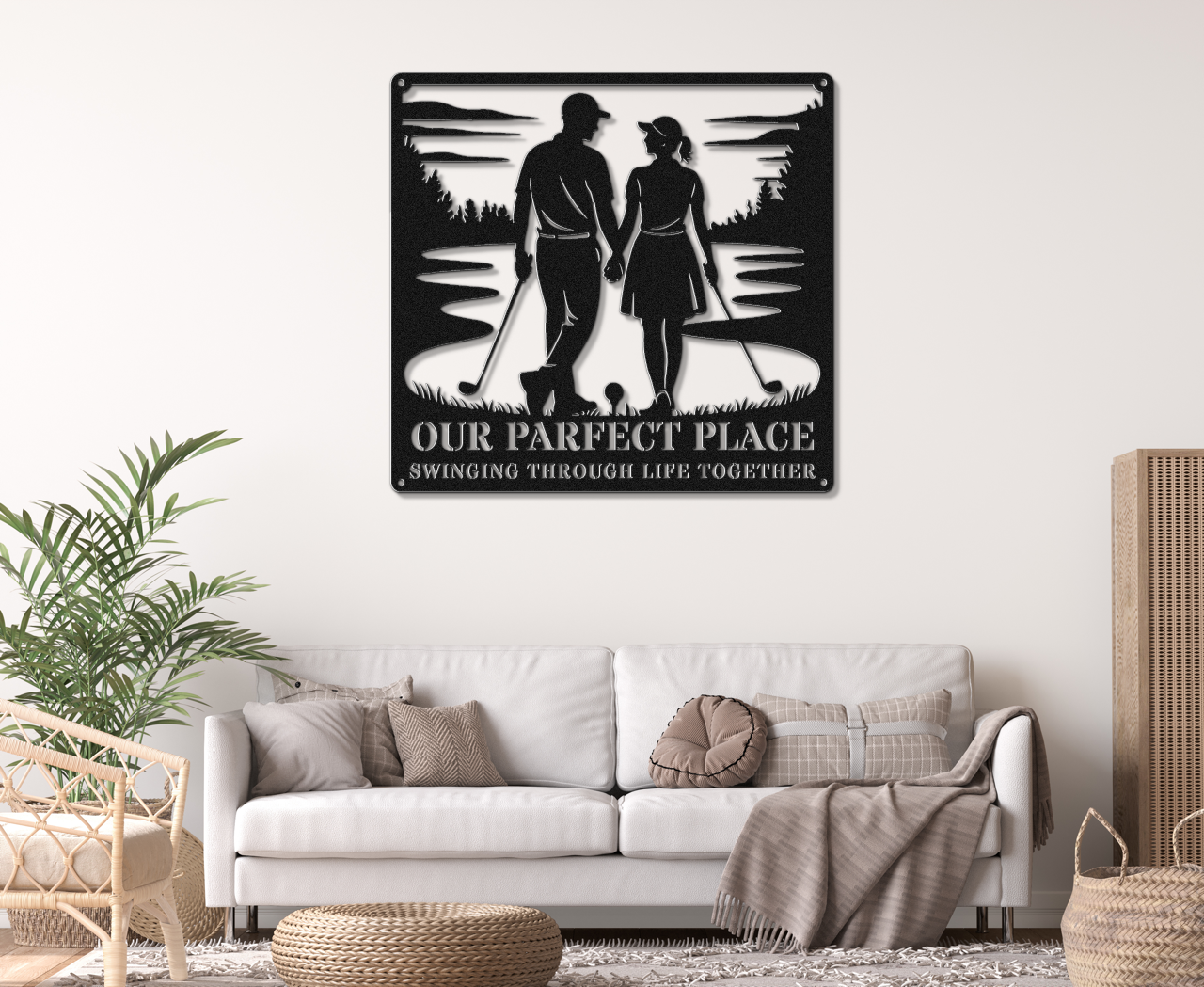 Our Parfect Place – Golf Couple Metal Wall Art