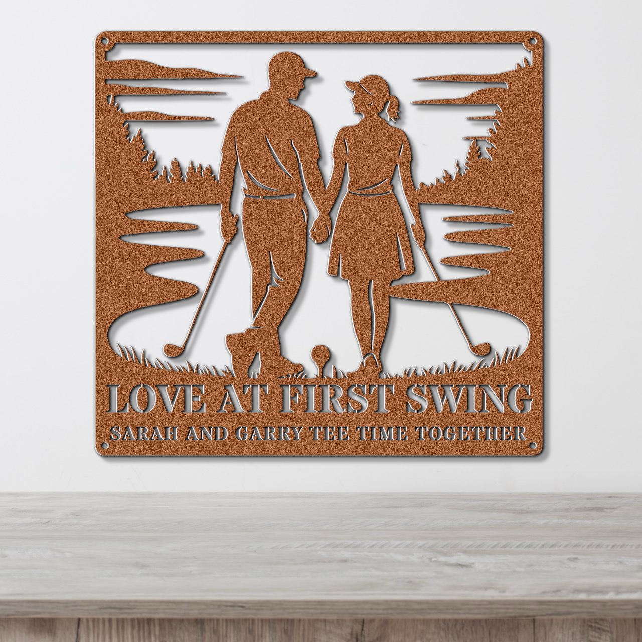 Love at first swing-personalized metal wall art