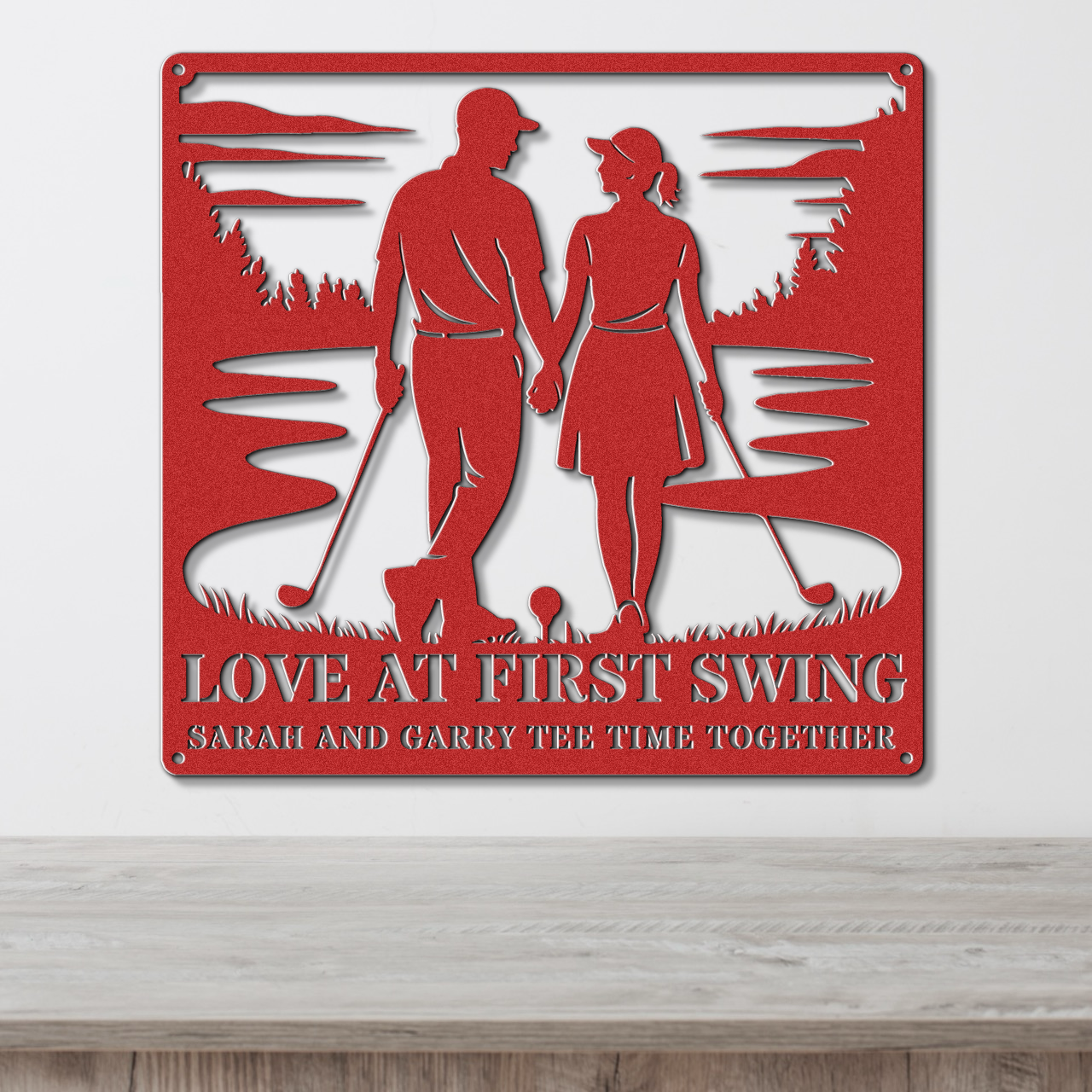 Love at first swing-personalized metal wall art