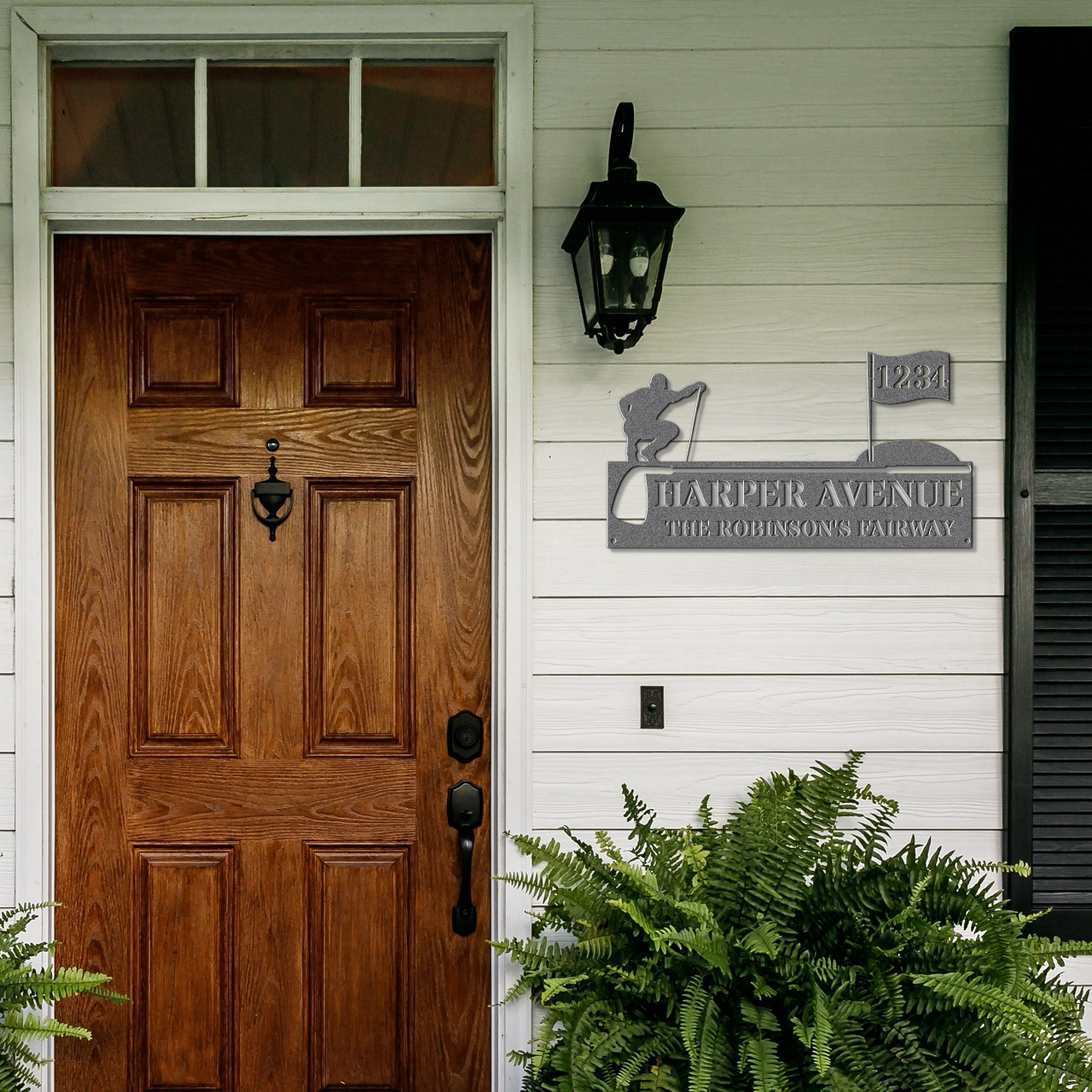 Golfer with Flag-Personalized metal address sign