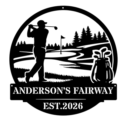 Personalised Golf Metal Sign – Anderson’s Fairway Golf Wall Art Black