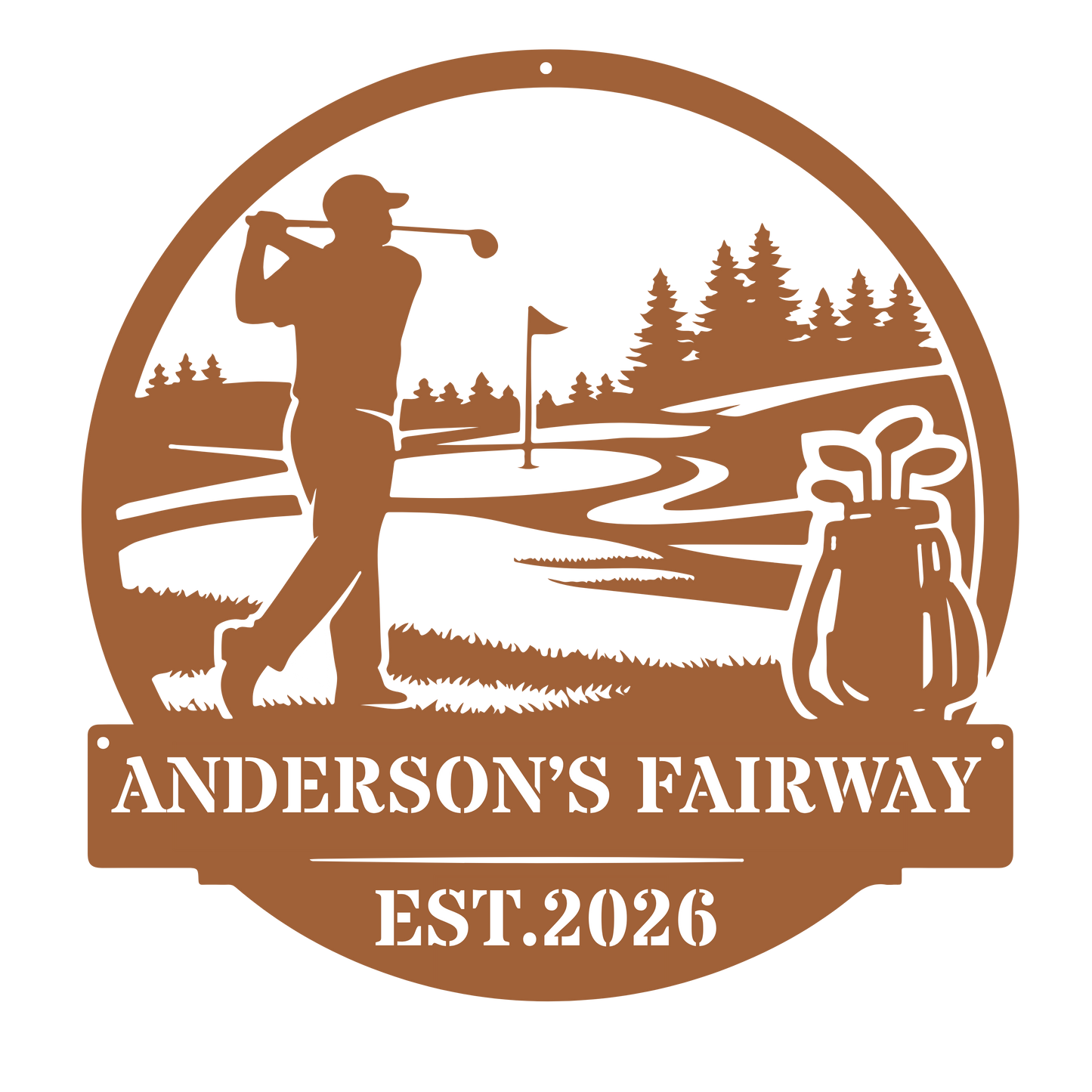 Personalised Golf Metal Sign – Anderson’s Fairway Golf Wall Art Copper