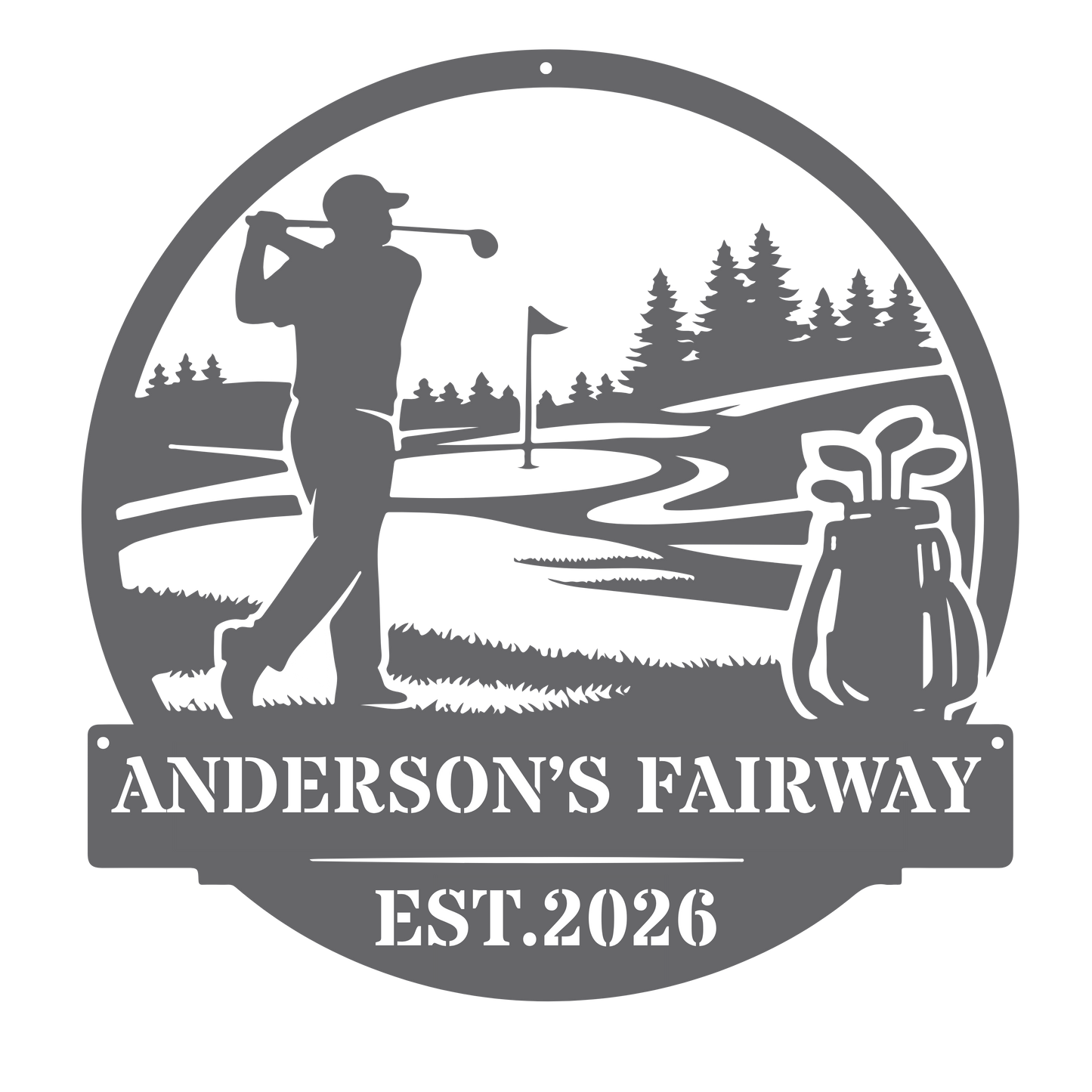 Personalised Golf Metal Sign – Anderson’s Fairway Golf Wall Art Silver
