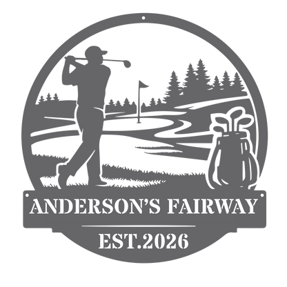 Personalised Golf Metal Sign – Anderson’s Fairway Golf Wall Art Silver