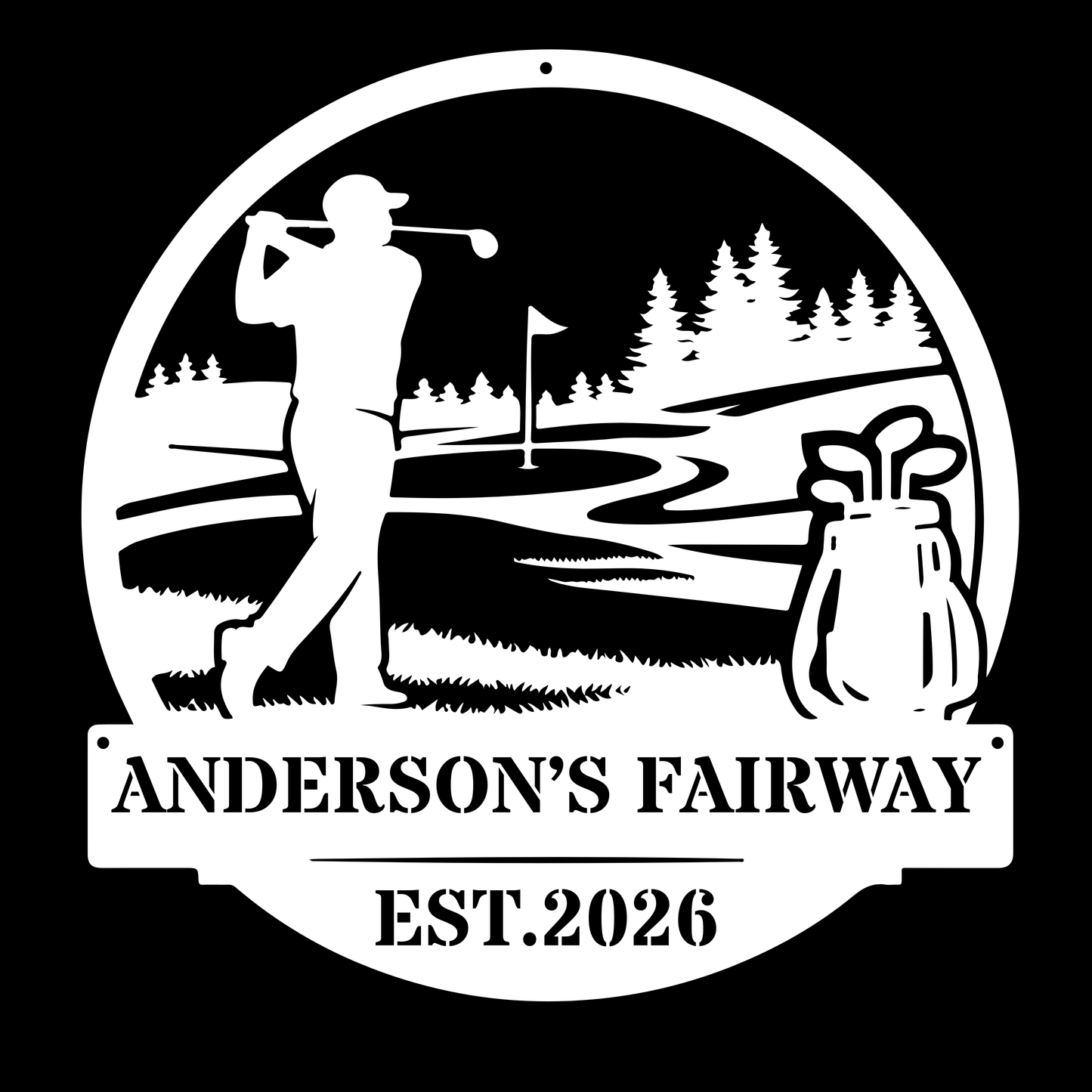 Personalised Golf Metal Sign – Anderson’s Fairway Golf Wall Art White