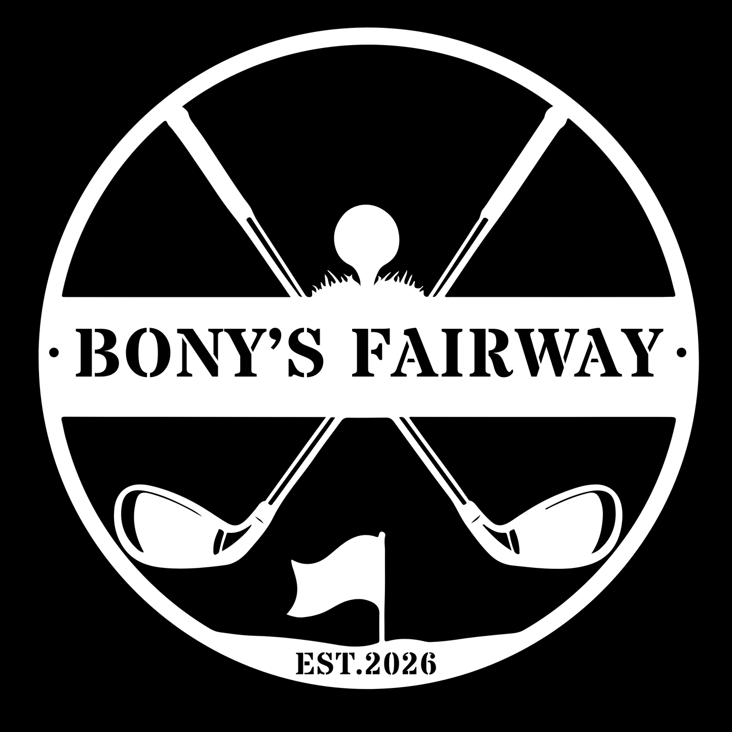 Golfer Family Name Metal Sign - Personalised Golf Art White