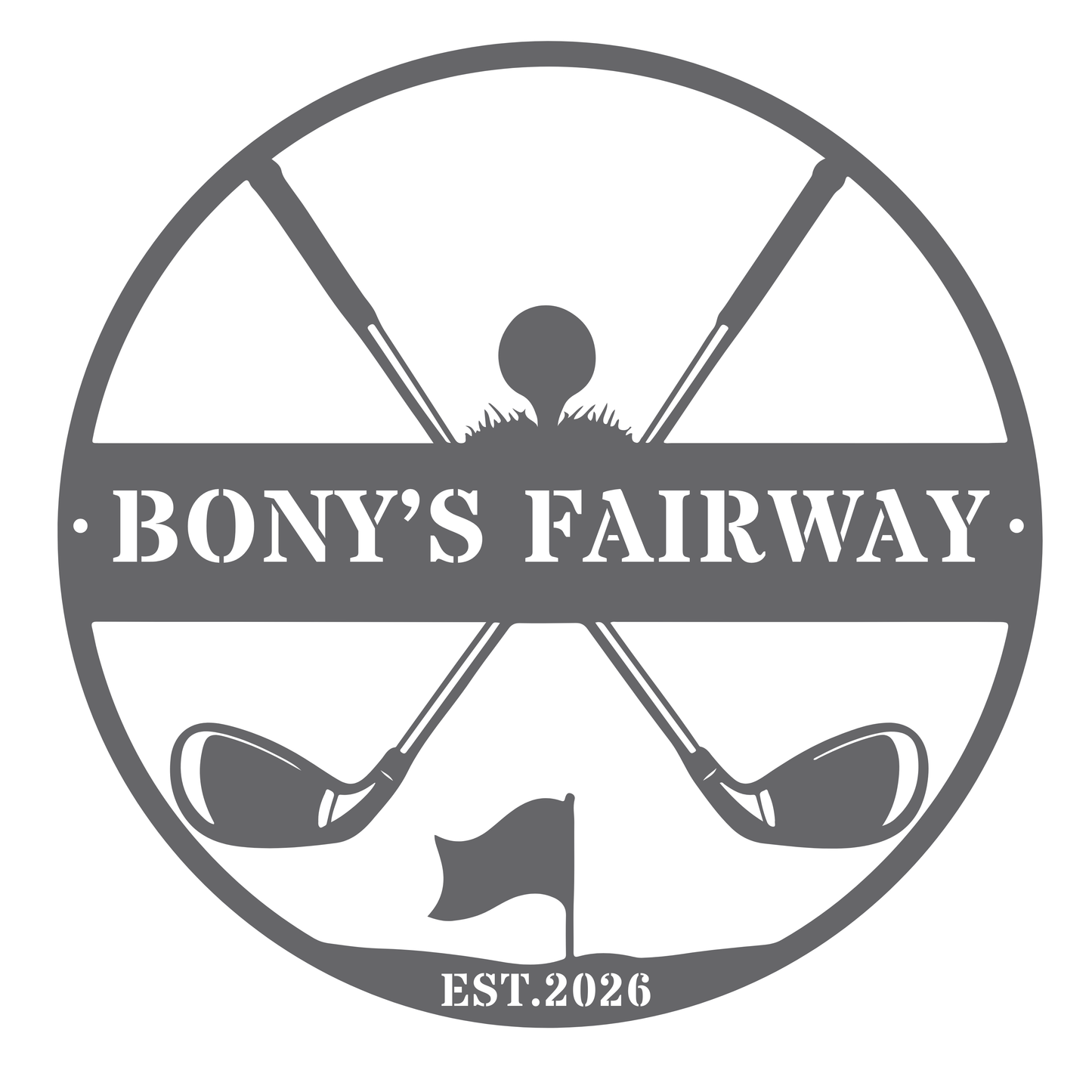 Golfer Family Name Metal Sign - Personalised Golf Art Silver