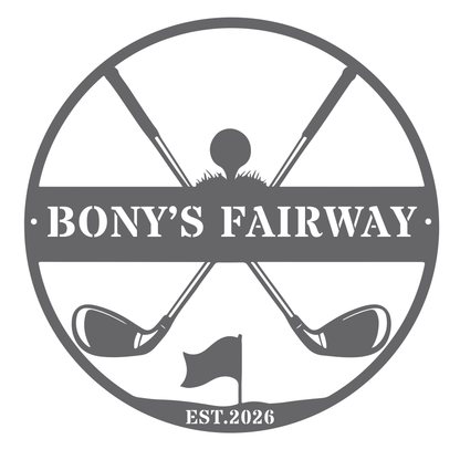 Golfer Family Name Metal Sign - Personalised Golf Art Silver