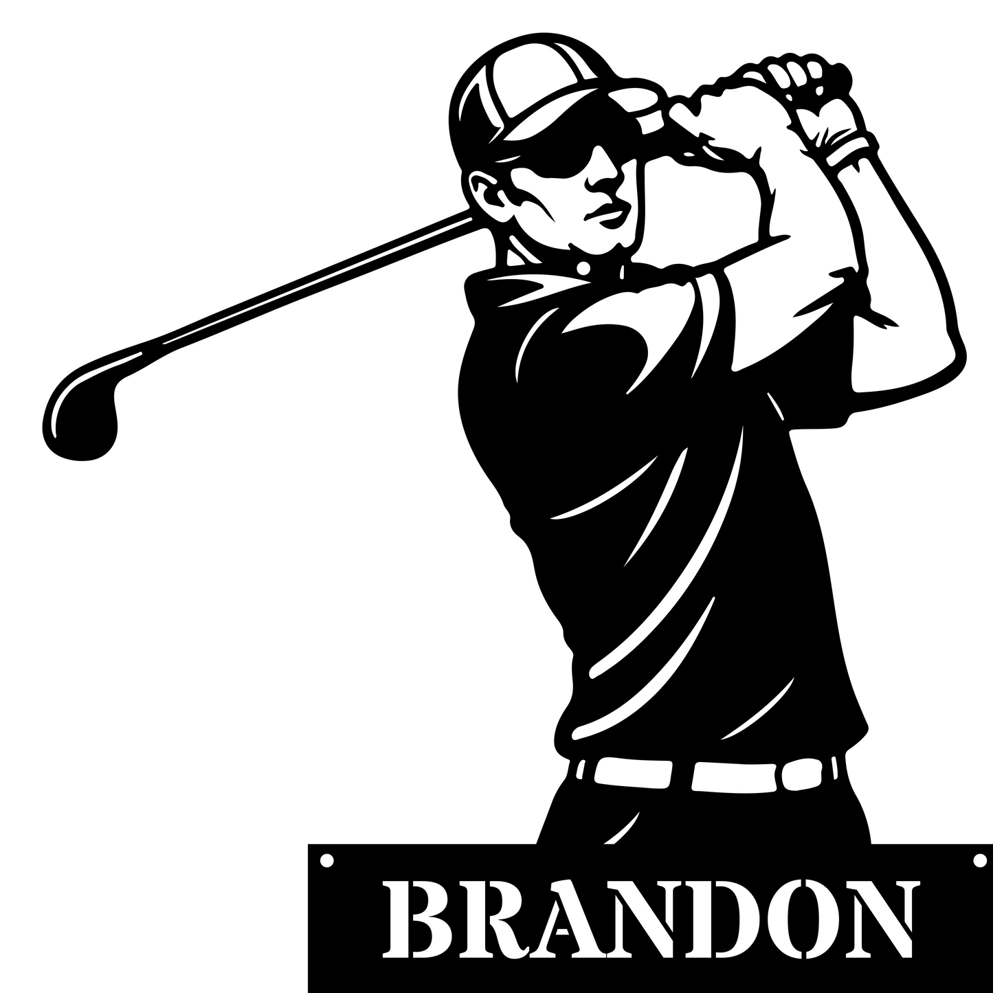 Personalised Golfer Metal Wall Art – Custom Golf Name Sign Black