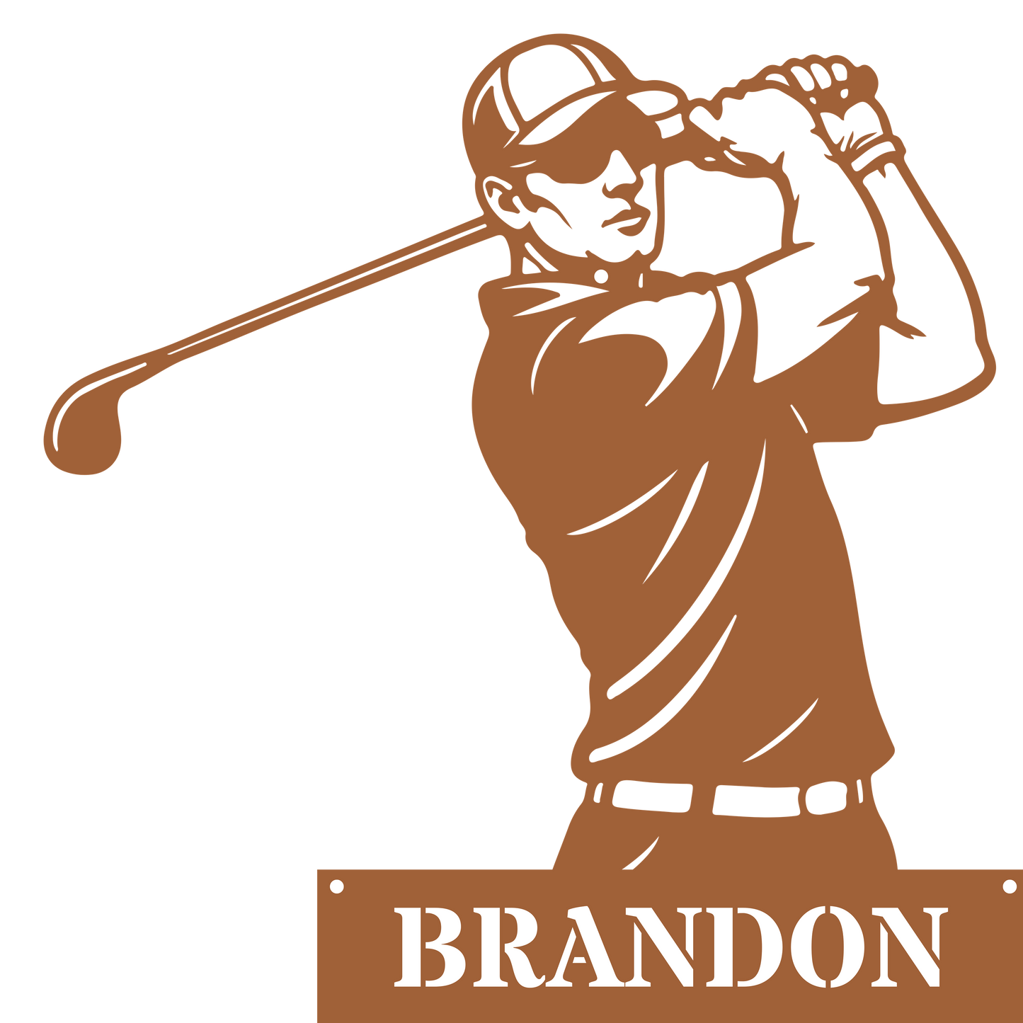 Personalised Golfer Metal Wall Art – Custom Golf Name Sign Copper