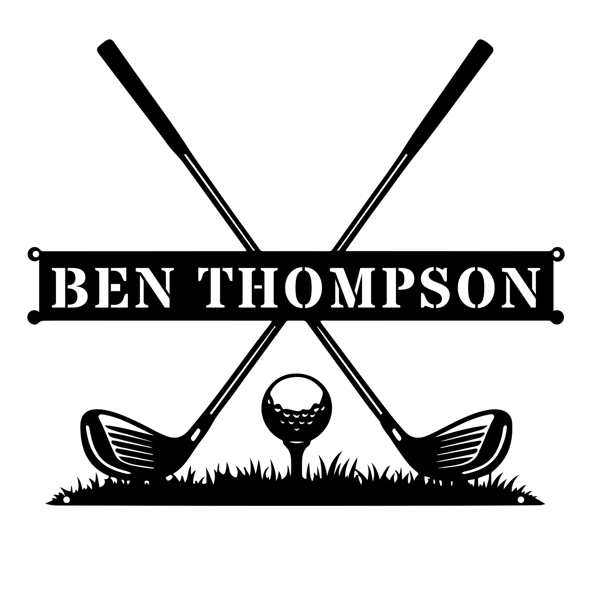 Personalised Golf Name Metal Sign Black
