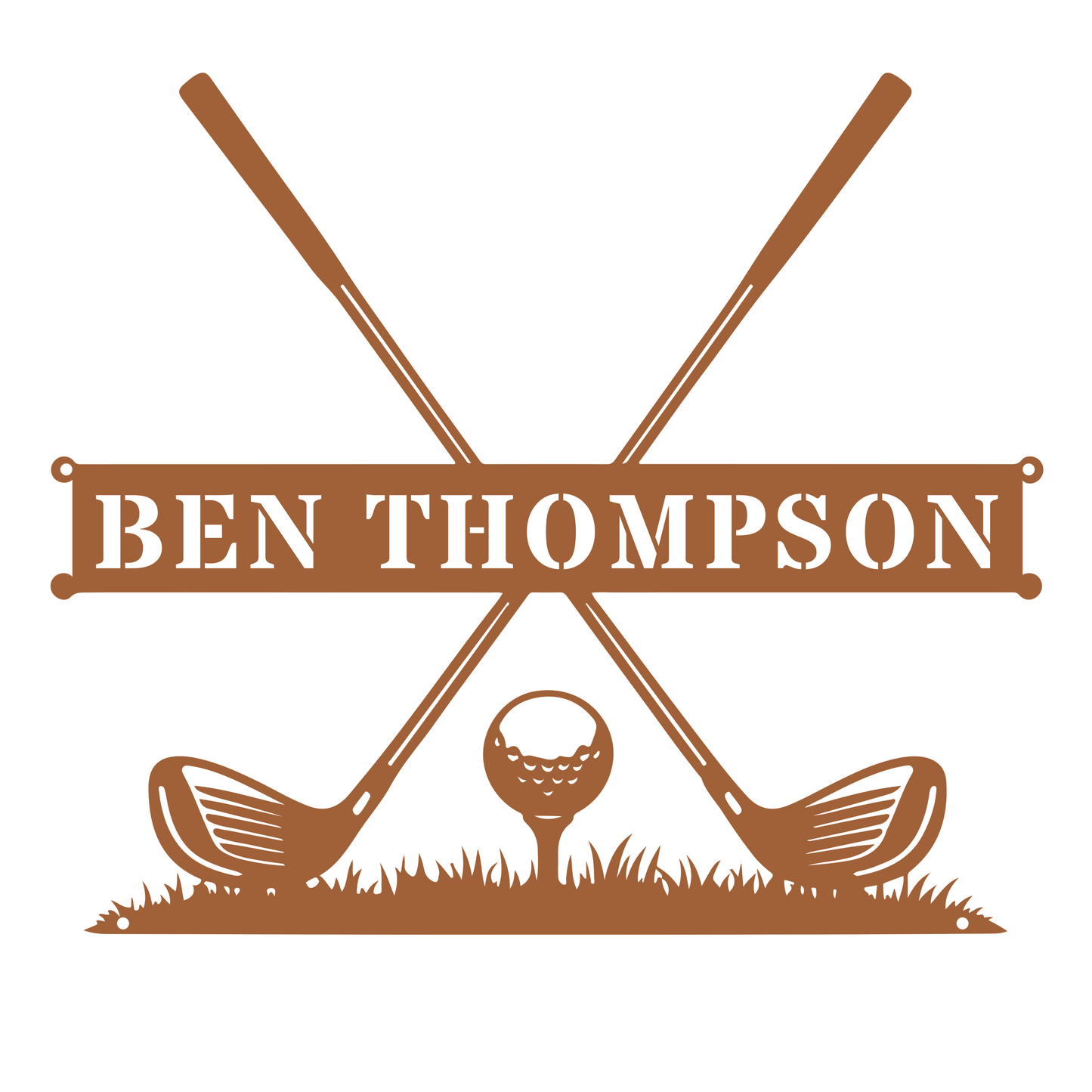 Personalised Golf Name Metal Sign Copper