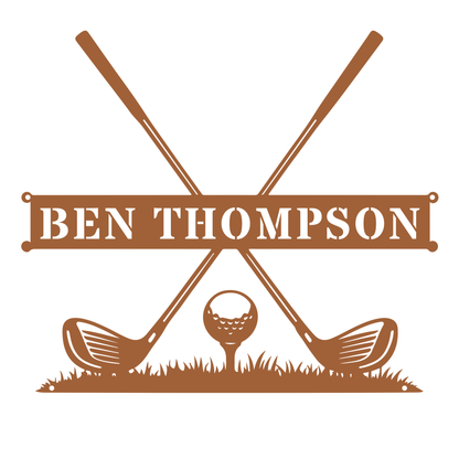 Personalised Golf Name Metal Sign Copper