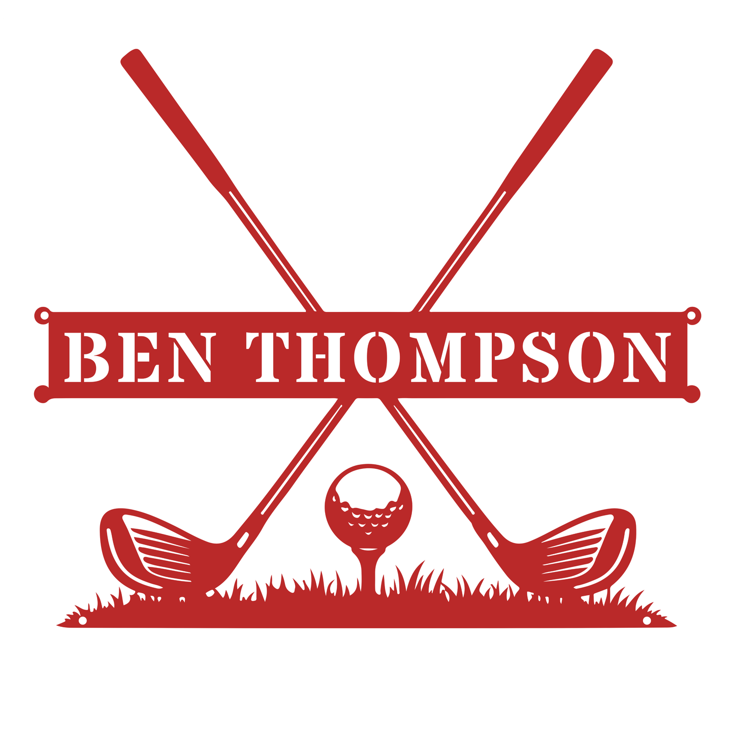 Personalised Golf Name Metal Sign Red