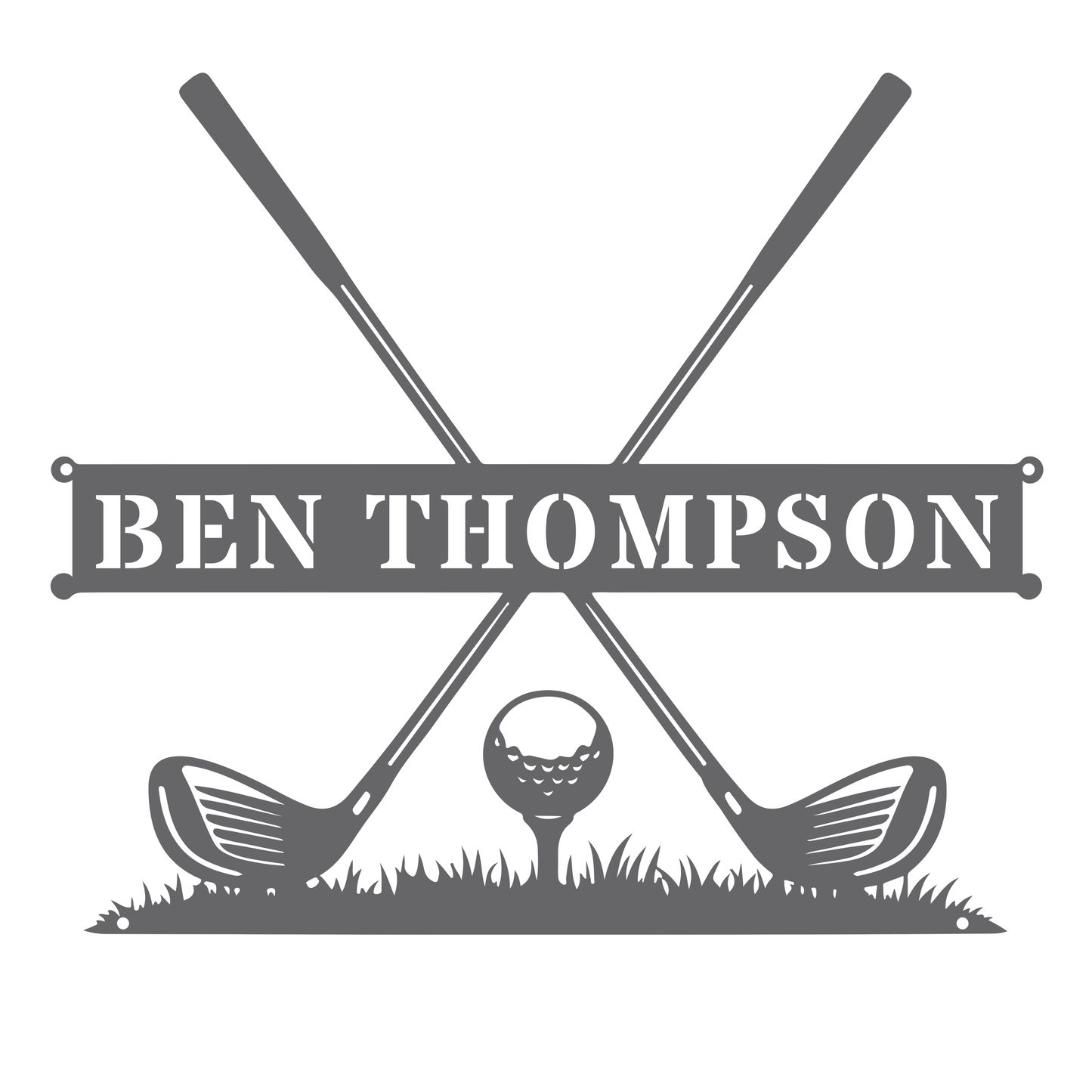 Personalised Golf Name Metal Sign Silver