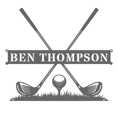 Personalised Golf Name Metal Sign Silver