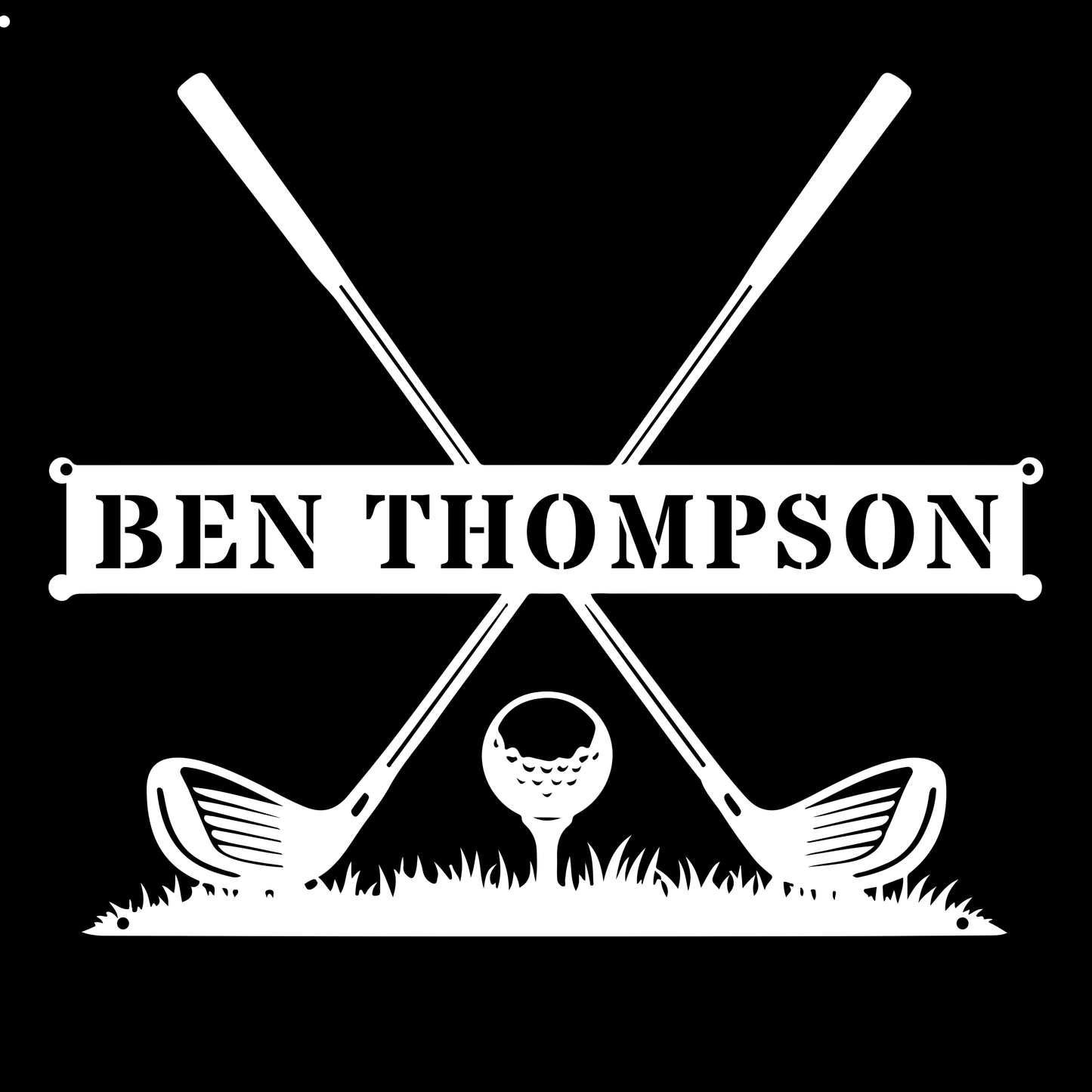 Personalised Golf Name Metal Sign White