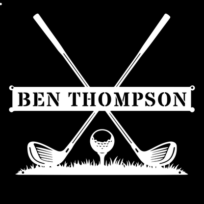 Personalised Golf Name Metal Sign White