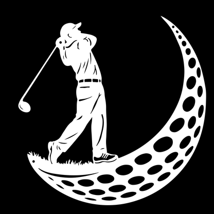 Golfer Moon Metal Wall Art White