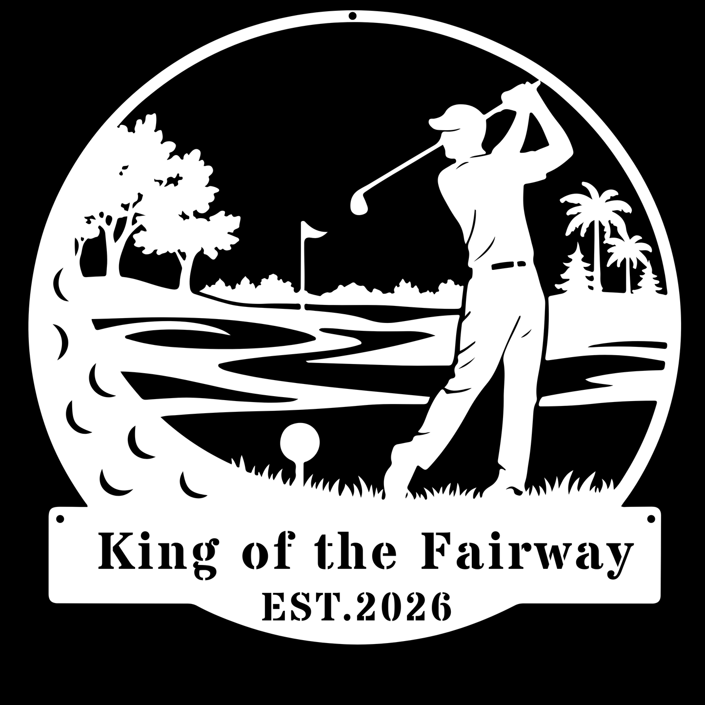 Golf King Metal Wall Art White
