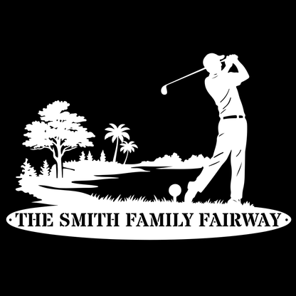 Personalised Family Fairway Metal Sign White