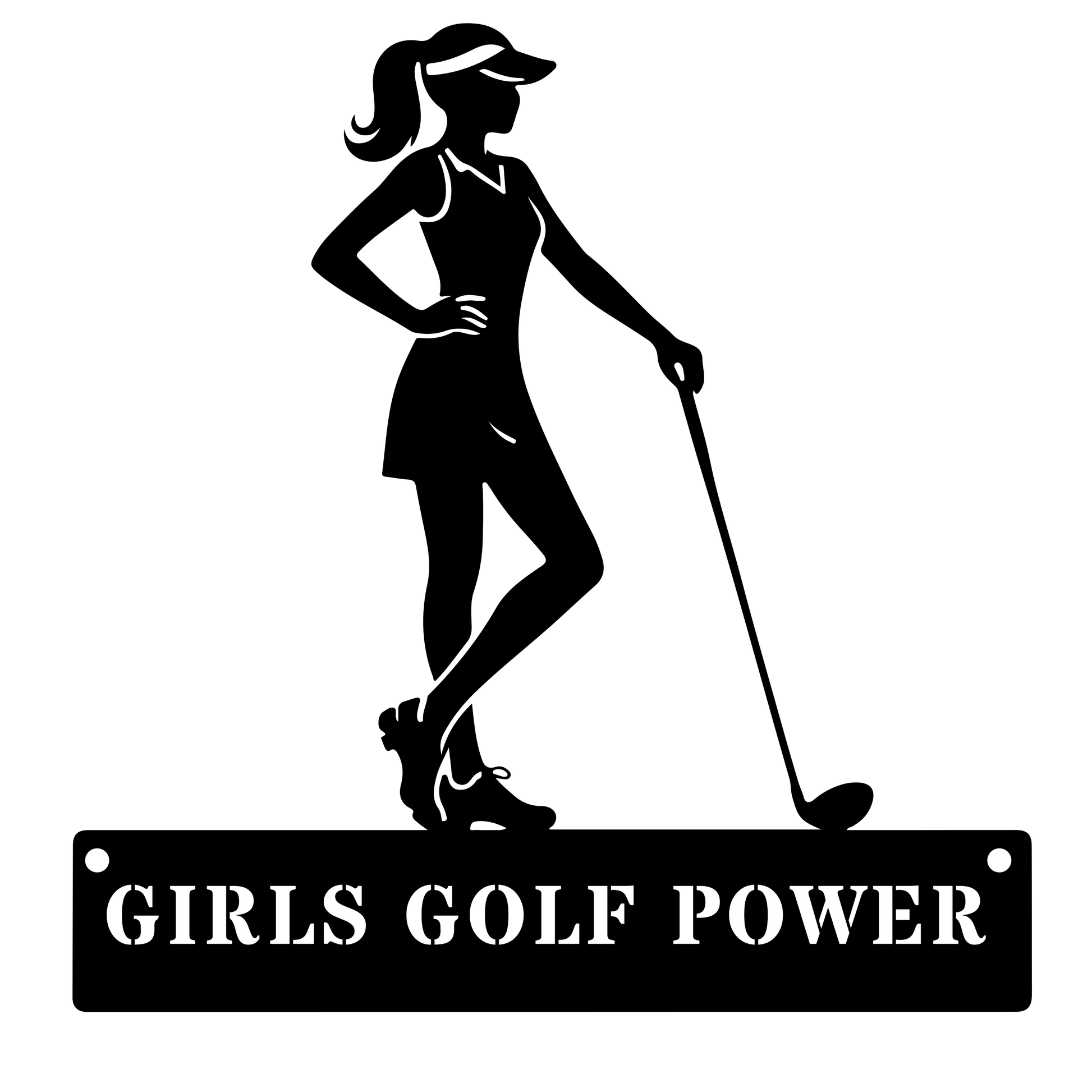 Girls Golf Power Wall Sign – Women’s Golf Art Black