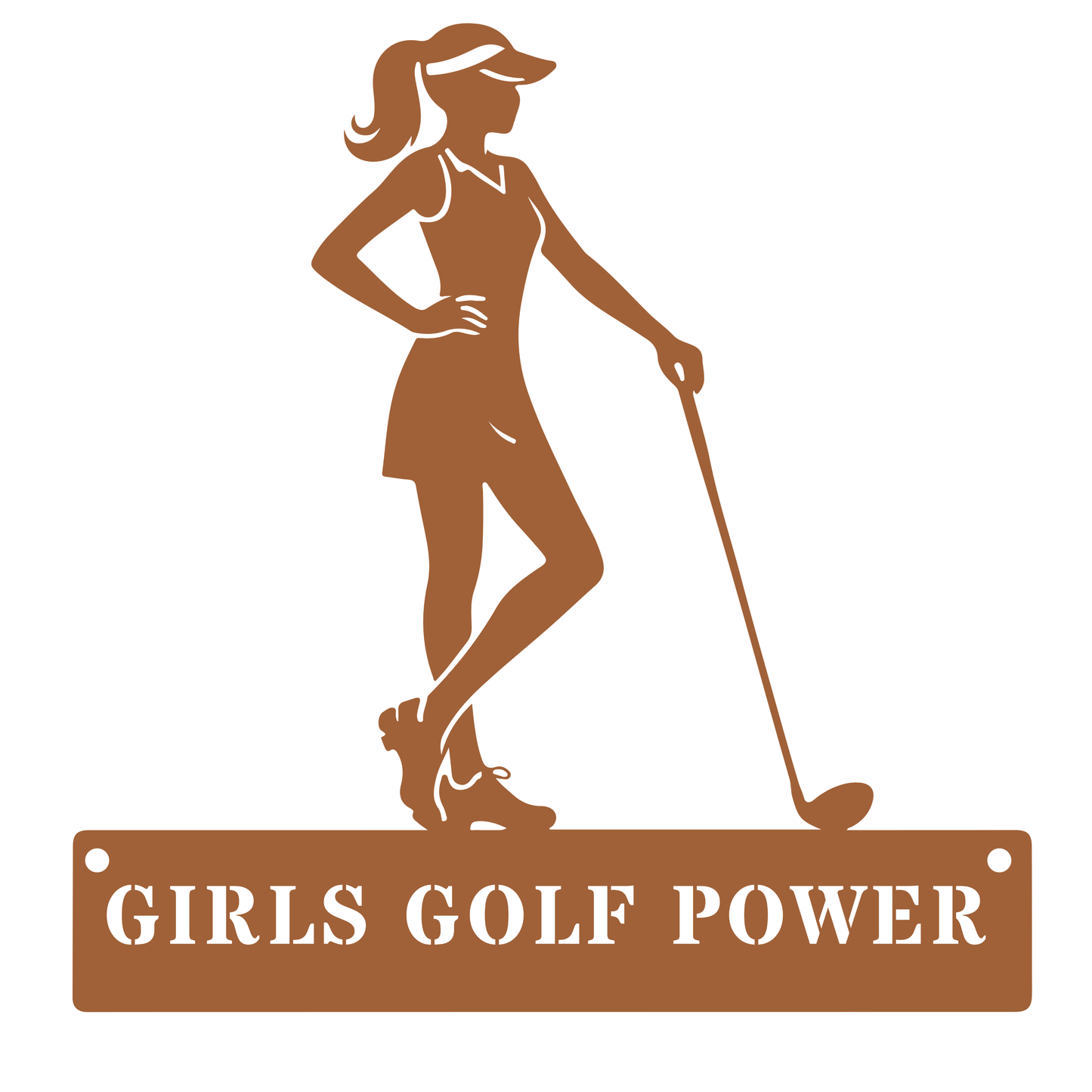 Girls Golf Power Wall Sign – Women’s Golf Art Copper
